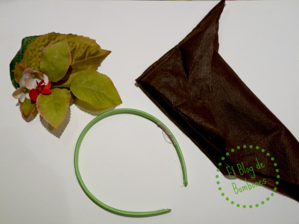 Materiales para el tocado de castaña