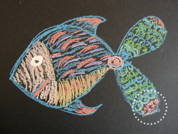 Lámina de pastel sobre cartulina negra