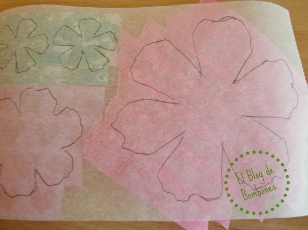Flores con washi Envés